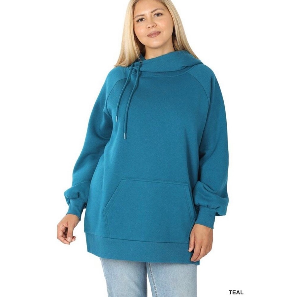 Light Blue Zenana Side Tie Hoodie
